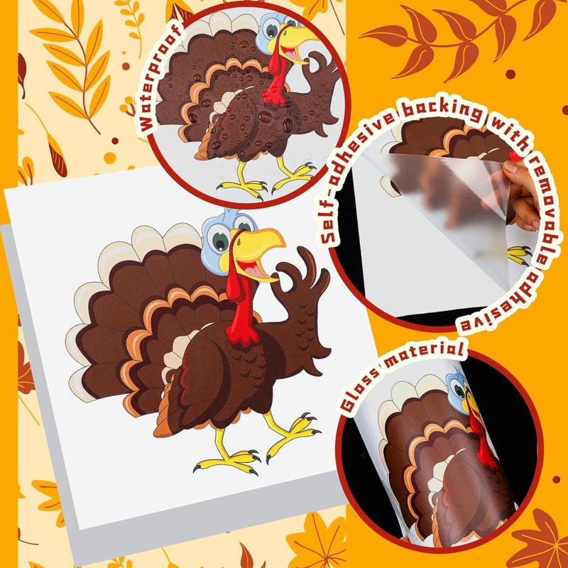 Epakh 6 Pcs Thanksgiving Toilet Seat Cover Fall Toilet Stickers Funny DIY Seat Cover Cling Waterproof Self Adhesive Sticker Thanksgiving Turkey Halloween Spider Bathroom Decor - Image 3